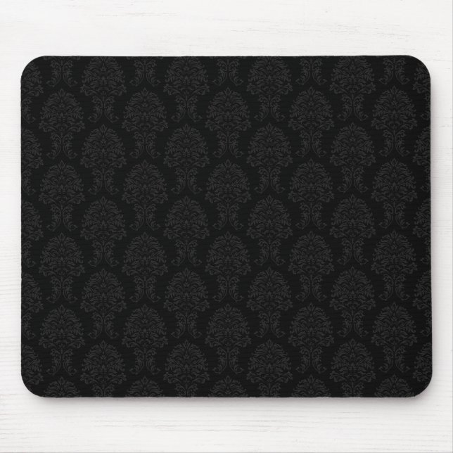 Black Damask Pattern Mouse Mat (Front)