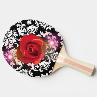black damask pattern ping pong paddle