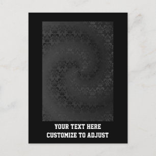 Black damask pattern postcard