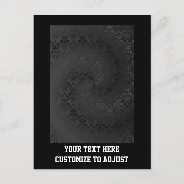 Black damask pattern postcard (Front)