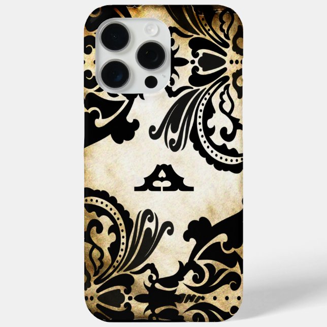 Black Damask Personalised iPhone Case Choose Colou (Back)