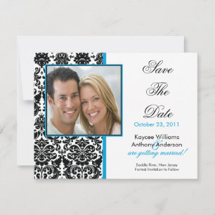 Black Damask Photo Save The Date Announcement