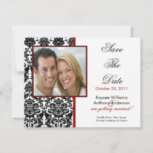 Black Damask Photo Save The Date Announcement