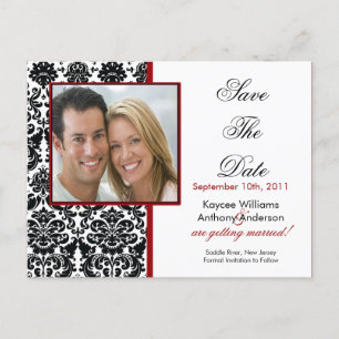 Black Damask Photo Save The Date POSTCARD! Announcement Postcard