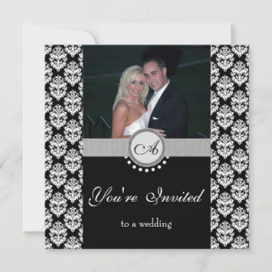 Black Damask Photo Wedding Invitation