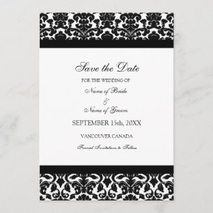 Black Damask Photo Wedding Save the Date Card