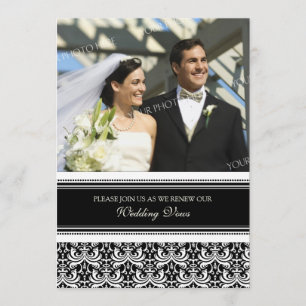 Black Damask Photo Wedding Vow Renewal Invitations
