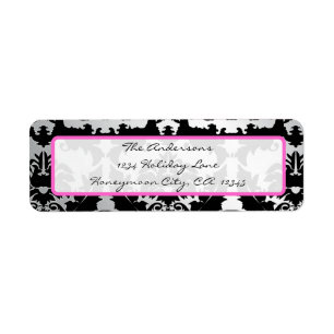 Black Damask Pink and SilverAddress Label