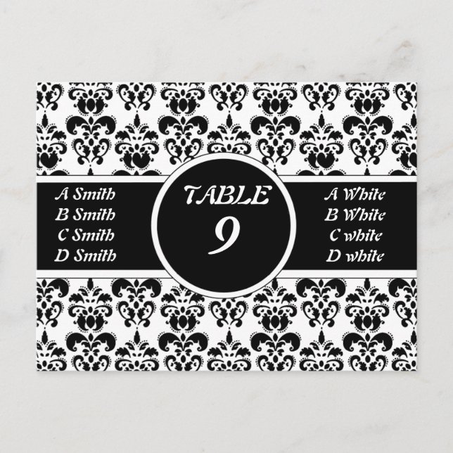 Black Damask Postcard (Front)