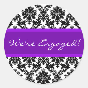 Black Damask Purple Envelope Seal Favour Sticker