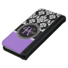 Black Damask Purple Monogram Pattern
