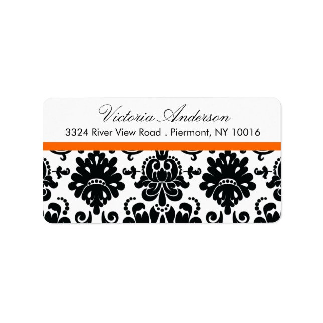 Black Damask Return Address Labels. Label (Front)