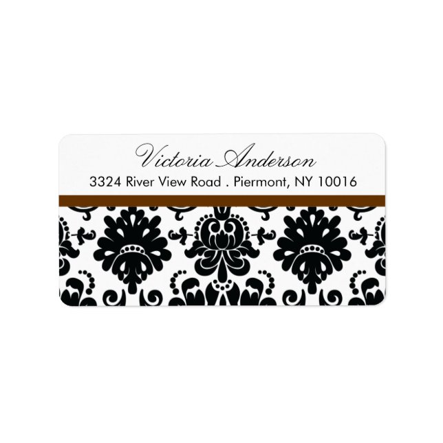 Black Damask Return Address Labels. Label (Front)