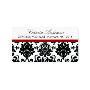 Black Damask Return Address Labels. Label