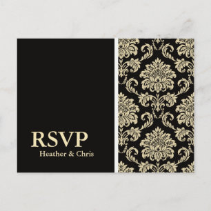 Black Damask RSVP Postcard