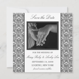Black Damask Save the Date Announcement