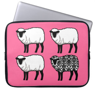 Black Damask Sheep Laptop Sleeve