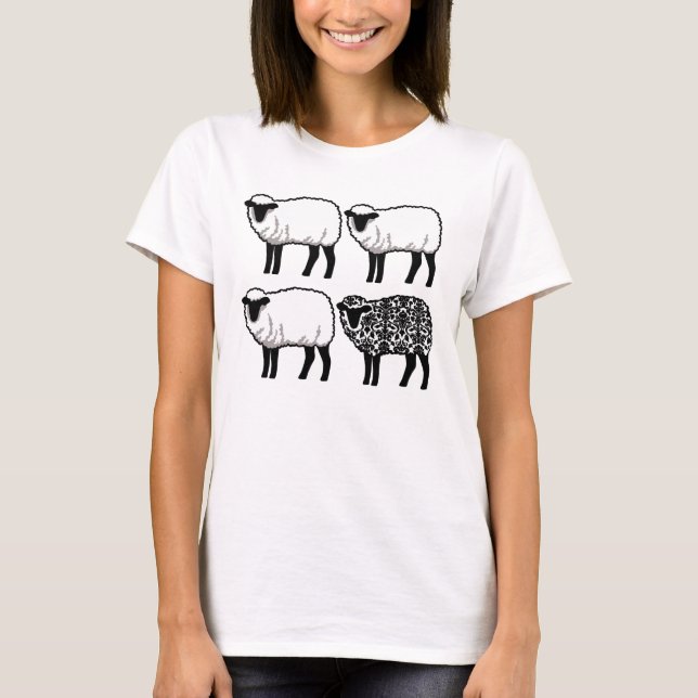 Black Damask Sheep T-Shirt (Front)