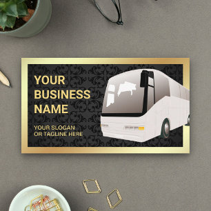 Black Damask Sightseeing Tour Bus Travel Agent Business Card