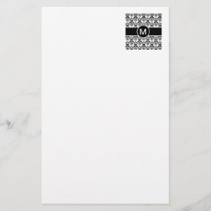 Black damask stationery