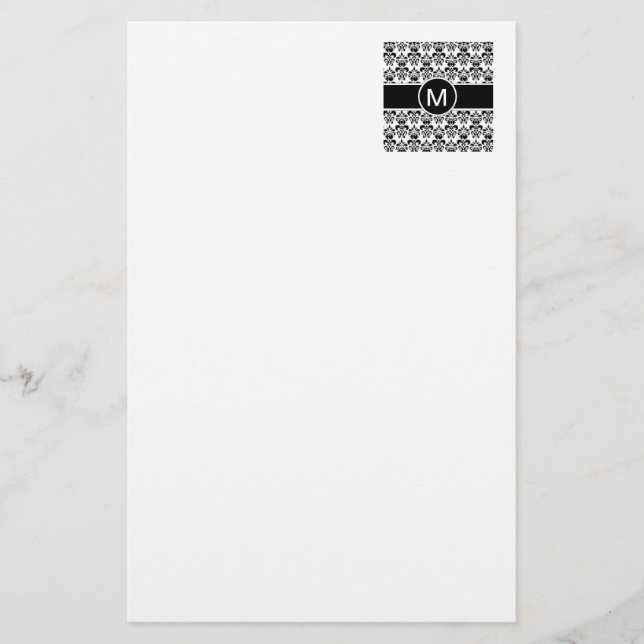Black damask stationery (Front)