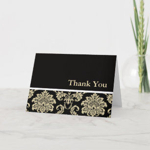 Black Damask Thank You Card