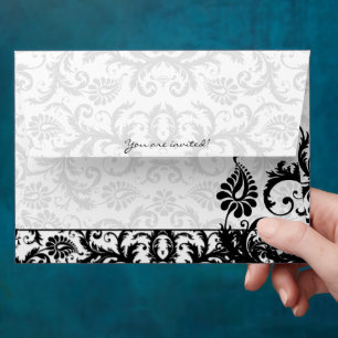 Black Damask Wedding Envelopes Black Inside