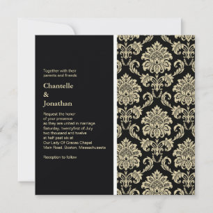 Black Damask Wedding Invitation