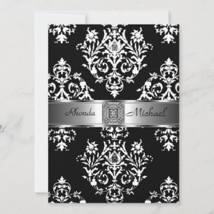 Black Damask Wedding Invitation Damask
