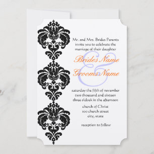 Black Damask Wedding Invitations