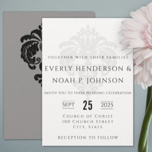 Black Damask Wedding Invitations