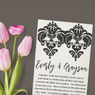 Black Damask Wedding Invitations