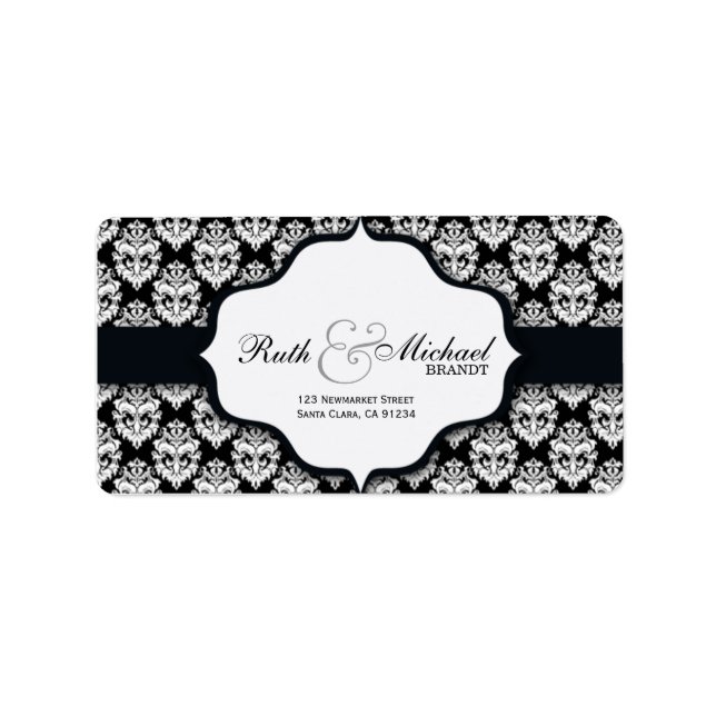 Black Damask - Wedding labels (Front)