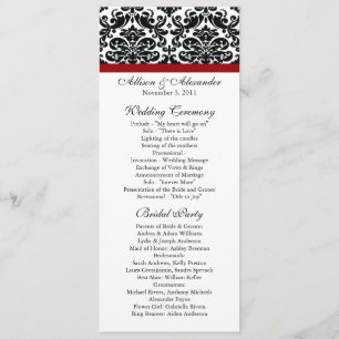 Black Damask Wedding Program Programme