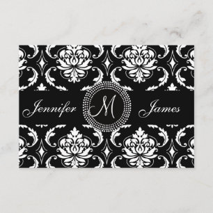 Black Damask Wedding Reception, for Square Card