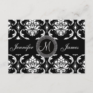 Black Damask Wedding Reception, for Square Card