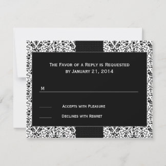 Black Damask Wedding RSVP Cards