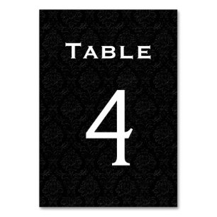 Black  Damask Wedding Table Number 4