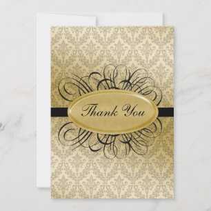 black damask wedding ThankYou Cards