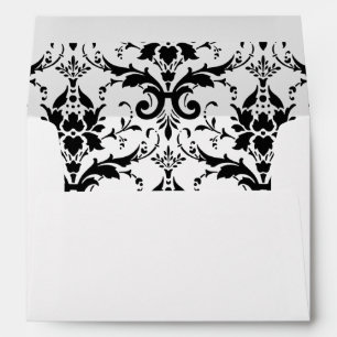 Black Damask White Invitation Envelope