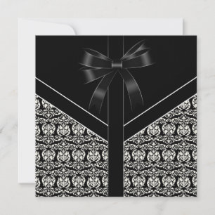 Black Damask White Wedding Damask Invitation
