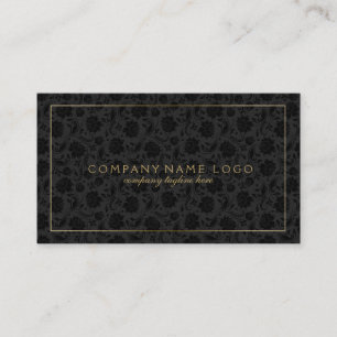 Black Damasks Gold Accents Business Card