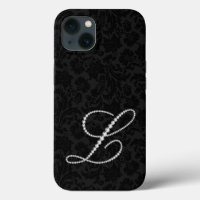 Black damasks , letter L diamonds