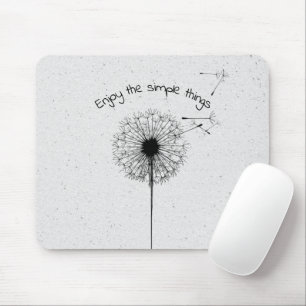 Black Dandelion and Quote on Terrazzo  Mouse Mat