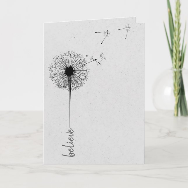 Black Dandelion Believe inspiration Card (Front)