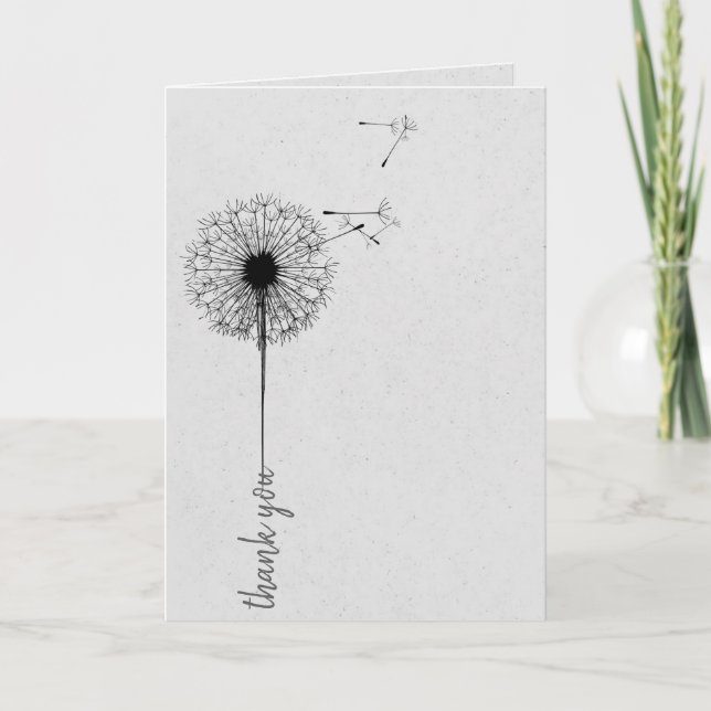 Black dandelion thank you card (Front)