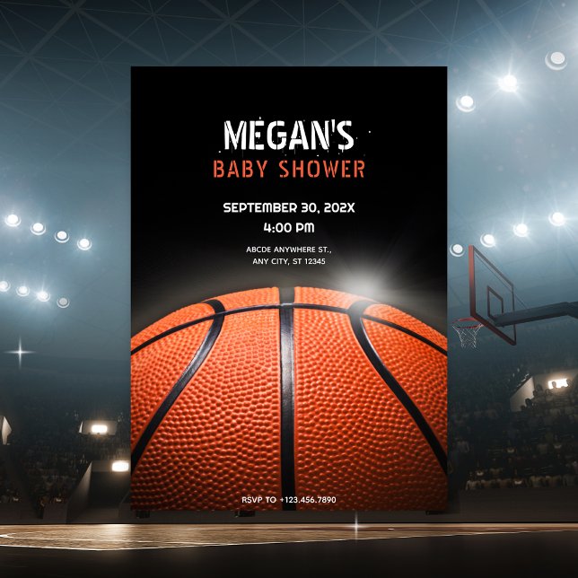 Black dark Basketball BABY SHOWER,  Invitation (Creator Uploaded)