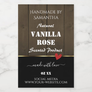 Black Dark Brown Wood Grain Product Labels Heart