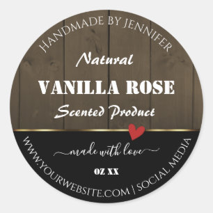 Black Dark Brown Wood Grain Product Labels Heart