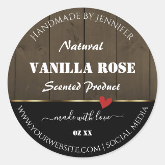 Black Dark Brown Wood Grain Product Labels Heart